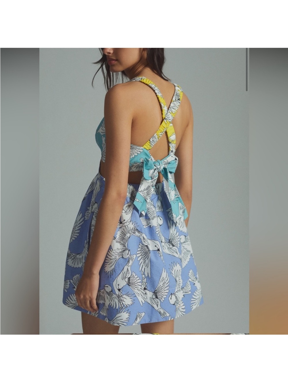Maeve Anthropologie Printed Tie Back Mini Dress 4P - Picture 2 of 9
